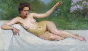 Jakub Weinles Femme nue allongee oil painting